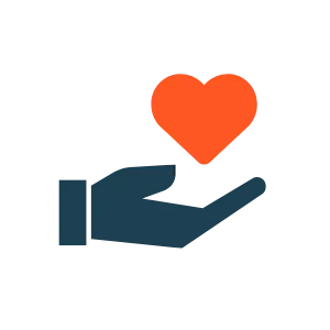 Eine Hand die ein Herz hält