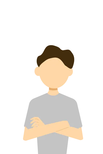 Illustration eines Mannes mit grauem T-Shirt und verschränkten Armen