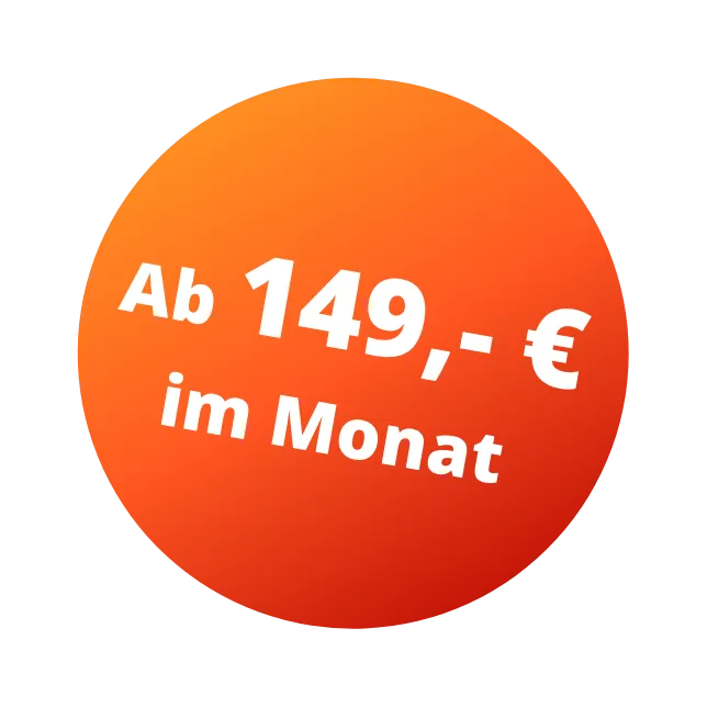 Störer für Ratenzahlung der einem zeigt das man monatlich ab 149€ die Raten abzahlen kann