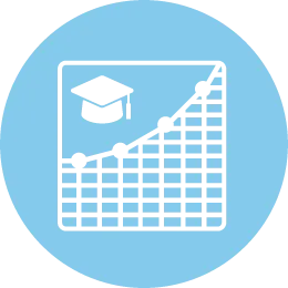 icon mit hut und Diagramm