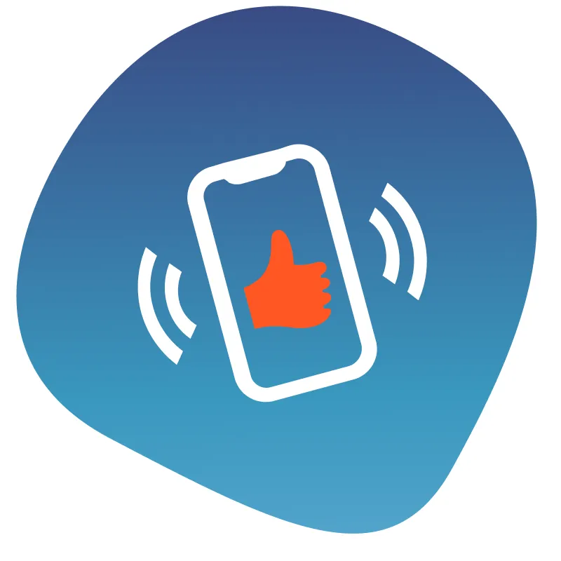 Icon Mobiltelefon mit Daumen nach oben